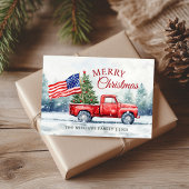 ヴィンテージレッドクリスマストラッククリスマスツリー国旗 シーズンポストカード