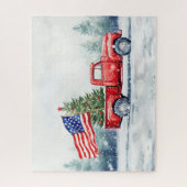 ヴィンテージレッドクリスマストラッククリスマスツリー国旗 ジグソーパズル (縦)