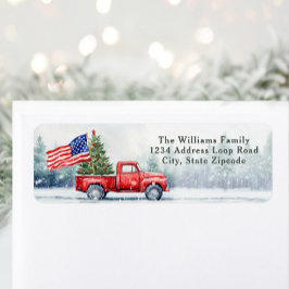 ヴィンテージレッドクリスマストラッククリスマスツリー国旗 ラベル