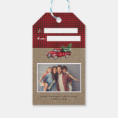 ヴィンテージレッドクリスマストラックツリー2写真ギフトラベル ギフトタグ (裏面)