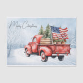 ヴィンテージレッドクリスマストラック米国国旗の愛国心 薄葉紙 (正面)