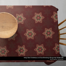 ヴィンテージレッドクリスマスホリーケルト星模様 テーブルクロス