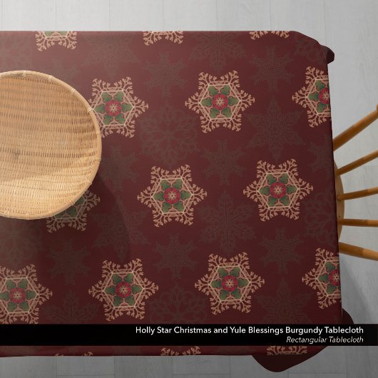 ヴィンテージレッドクリスマスホリーケルト星模様 テーブルクロス