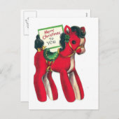 ヴィンテージレッドクリスマスポニー シーズンポストカード (正面/裏面)