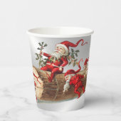 ヴィンテージレッドクリスマス小人ホリデーズシルバーパーティー 紙コップ (左)