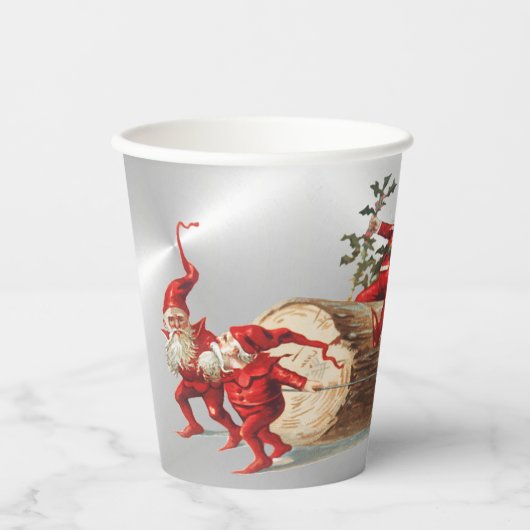 ヴィンテージレッドクリスマス小人ホリデーズシルバーパーティー 紙コップ (正面)