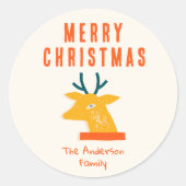 ヴィンテージレッドクリームトナディアヘッドクリスマスレトロ ラウンドシール (正面)
