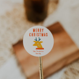 ヴィンテージレッドクリームトナディアヘッドクリスマスレトロ ラウンドシール