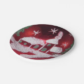 ヴィンテージレッドグラスボールクリスマススノーハウス教会 ペーパープレート (アングル)