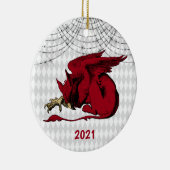 ヴィンテージレッドグリフィンクリスマス セラミックオーナメント (右)