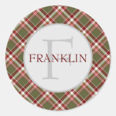 ヴィンテージレッドグリーンクラシックプレイドモノグラム ラウンドシール (正面)