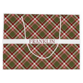 ヴィンテージレッドグリーンクラシックプレイドモノグラム ラージペーパーバッグ (裏面)