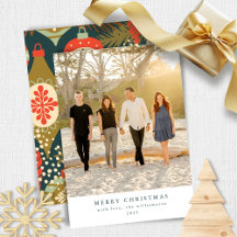 ヴィンテージレッドグリーンクリスマスオーナメントフォトフラット