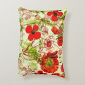ヴィンテージレッドグリーンケシ夏の野草 アクセントクッション (裏面(縦))