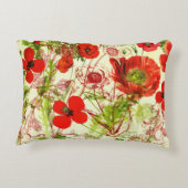ヴィンテージレッドグリーンケシ夏の野草 アクセントクッション (裏面)