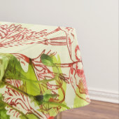 ヴィンテージレッドグリーンケシ夏の野草 テーブルクロス (インサイチュ)