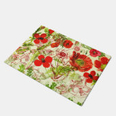 ヴィンテージレッドグリーンケシ夏の野草 ドアマット (アングル)