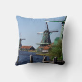 ヴィンテージレッドグリーンザアンセシャンズオランダ風車 クッション (裏面)