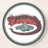 ヴィンテージレッドグリーンドラゴンレディベクタアールヌーボー コースター (正面)