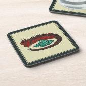 ヴィンテージレッドグリーンドラゴンレディベクタアールヌーボー コースター (左側)