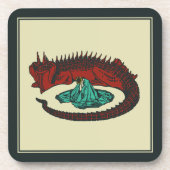 ヴィンテージレッドグリーンドラゴンレディベクタアールヌーボー コースター (正面)