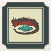 ヴィンテージレッドグリーンドラゴンレディベクタアールヌーボー ペーパーコースター (正面)