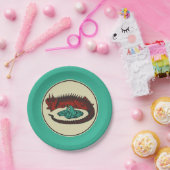 ヴィンテージレッドグリーンドラゴンレディベクタアールヌーボー ペーパープレート (パーティー)