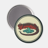 ヴィンテージレッドグリーンドラゴンレディベクタアールヌーボー マグネット (正面/裏面)