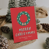 ヴィンテージレッドグリーンハンドドローリースクリスマス シーズンカード