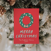 ヴィンテージレッドグリーンハンドドローリースクリスマス シーズンカード