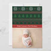 ヴィンテージレッドグリーンベビー第1回クリスマスツリー写真 シーズンカード (正面)