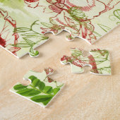 ヴィンテージレッドグリーンポピー夏の野草 ジグソーパズル (側面)