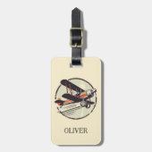 ヴィンテージレッドグリーン二面パーソナライズされた ラゲッジタグ (正面縦)