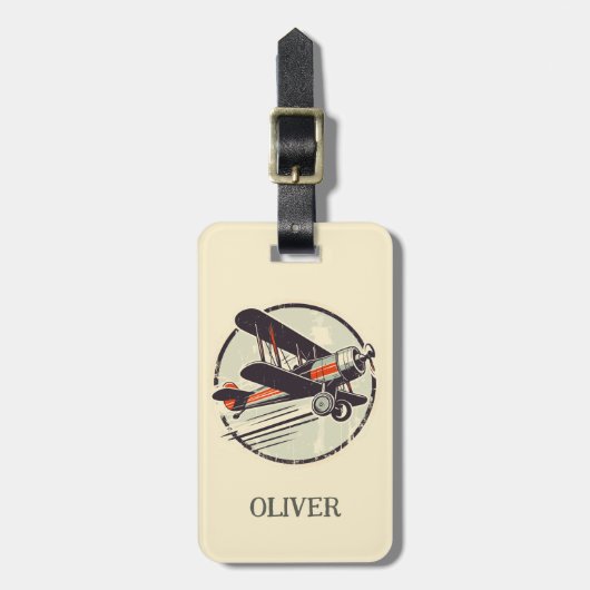 ヴィンテージレッドグリーン二面パーソナライズされた ラゲッジタグ (正面縦)