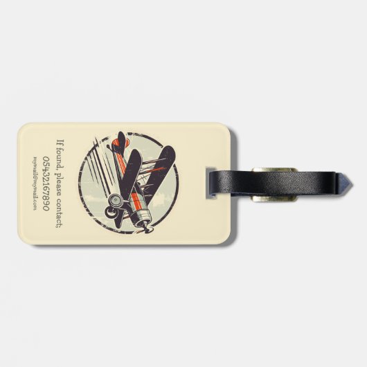 ヴィンテージレッドグリーン二面パーソナライズされた ラゲッジタグ (裏面横)