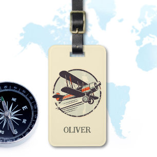 ヴィンテージレッドグリーン二面パーソナライズされた ラゲッジタグ