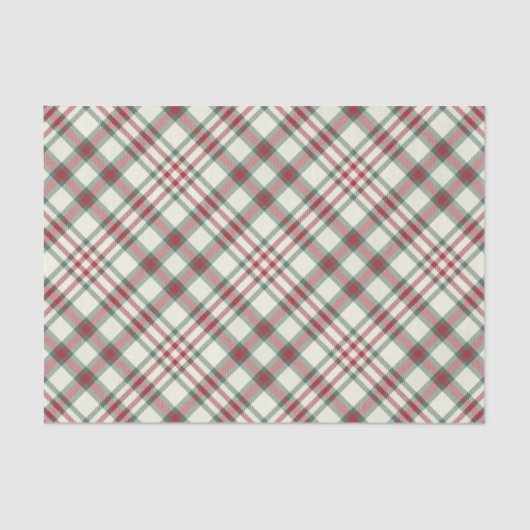 ヴィンテージレッドグリーン格子状クリスマスティッシュペーパー 薄葉紙 (正面)