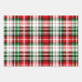 ヴィンテージレッドグリーン格子状ファームハウスラックスクリスマス ラッピングペーパーシート (正面)