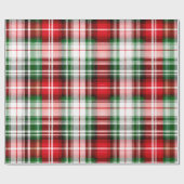 ヴィンテージレッドグリーン格子状ファームハウスラックスクリスマス ラッピングペーパー (フラット)