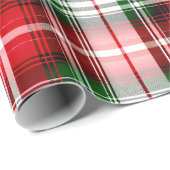 ヴィンテージレッドグリーン格子状ファームハウスラックスクリスマス ラッピングペーパー (ロールコーナー)
