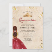 ヴィンテージレッドゴールドエレガントドレスのキンセアニエラ 招待状 (正面)