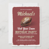 ヴィンテージレッドサッカーテーマ1st誕生日パーティー 招待状 (正面)