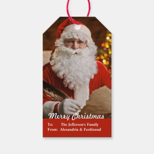 ヴィンテージレッドサンタクロースメリークリスマス ギフトタグ (正面)