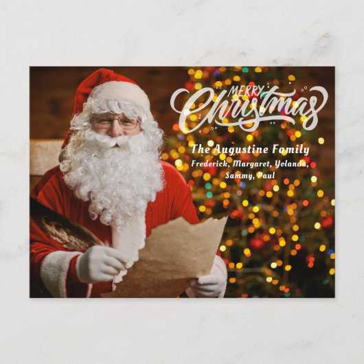 ヴィンテージレッドサンタクロースメリークリスマス シーズンポストカード (正面)