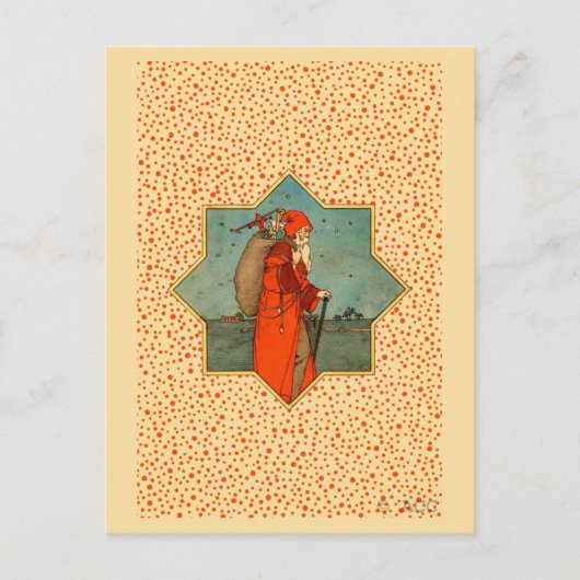 ヴィンテージレッドサンタクロース聖ニコラス シーズンポストカード (正面)