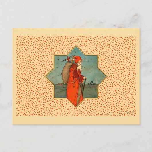 ヴィンテージレッドサンタクロース聖ニコラス シーズンポストカード (正面)