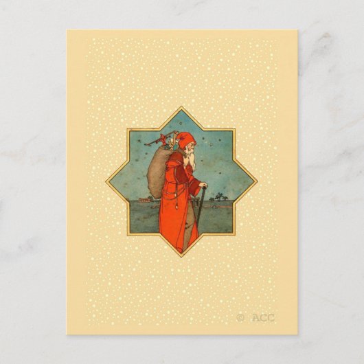 ヴィンテージレッドサンタクロース聖ニコラス シーズンポストカード (正面)