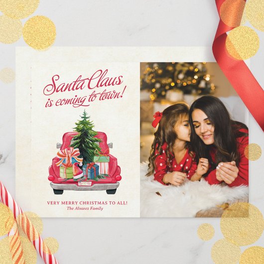 ヴィンテージレッドサンタトラック写真