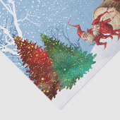 ヴィンテージレッドサンタログウォーターカラーツリーズクリスマス 薄葉紙 (詳細)