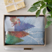 ヴィンテージレッドサンタログウォーターカラーツリーズクリスマス 薄葉紙 (ギフト)